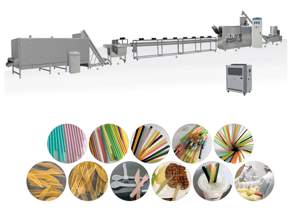 Fabricante de utensílios descartáveis degradáveis, canudos comestíveis, linha de produção ambientalmente amigável