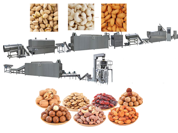 Linha de produção para torrefação de castanhas de caju e máquina para fritar e aromatizar castanhas de caju descascadas